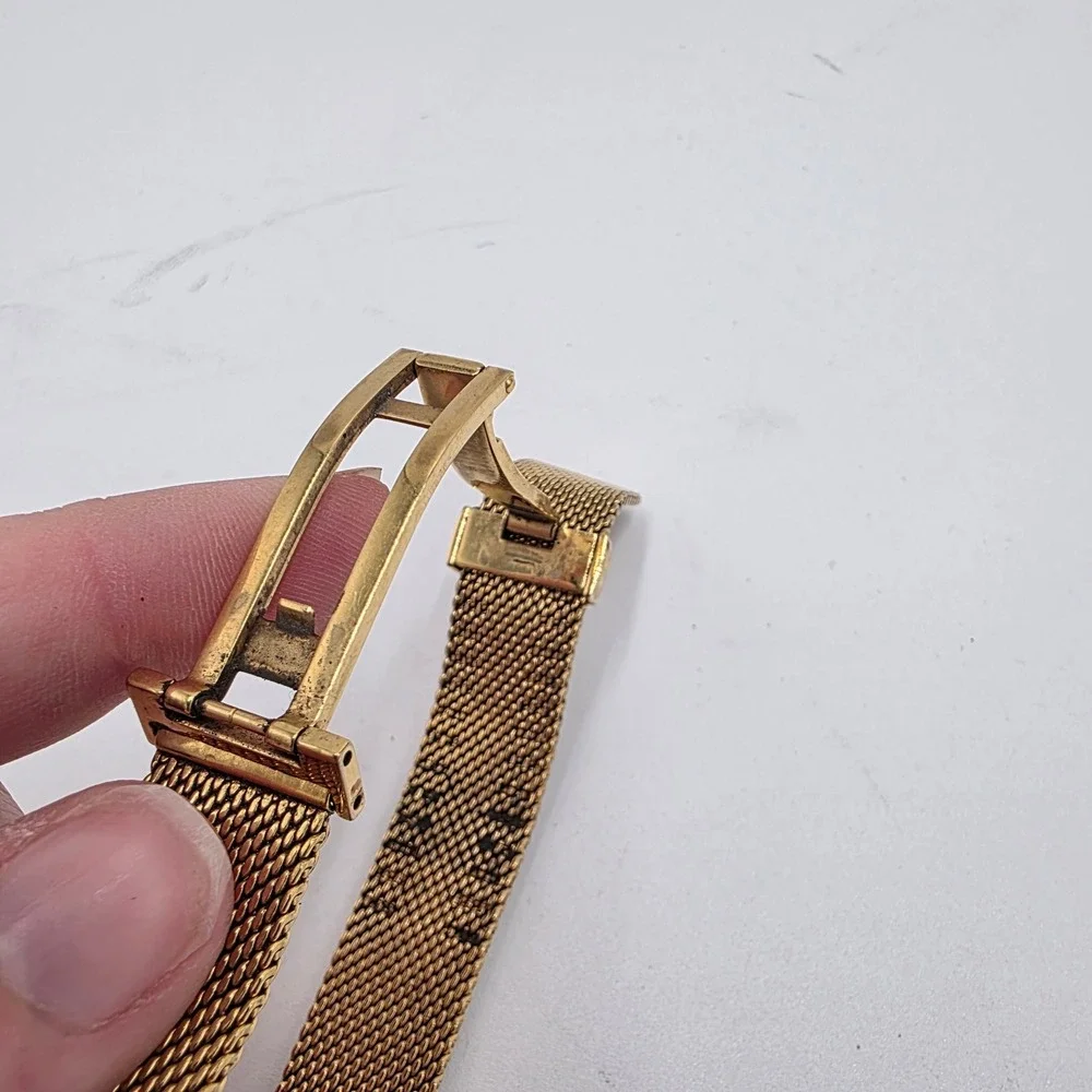 Movado Museum Gold Mother of Pearl Dial Mesh Bracelet Watch 07.3.36.1464